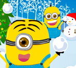 Guerra de bolas de nieve navideña de los Minions