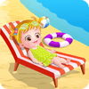 La bebé Hazel en la playa